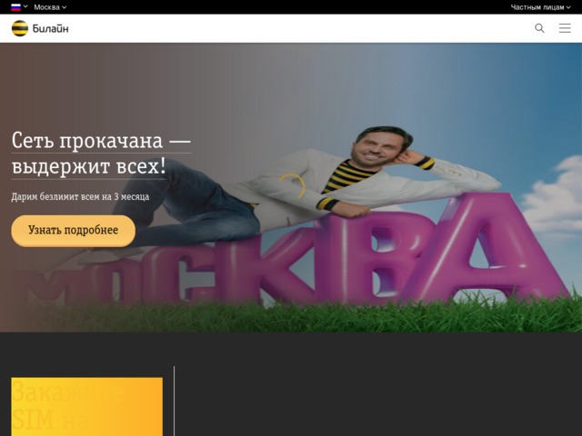 Скриншот сайта beeline.ru